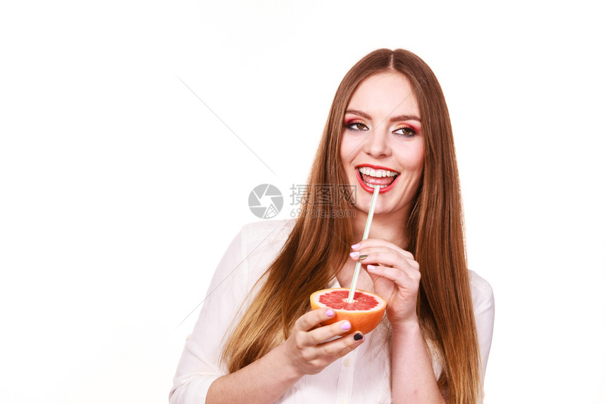 长发美女彩色双眼化妆含果汁健康饮食暑假概念文本复制空间葡萄汁图片