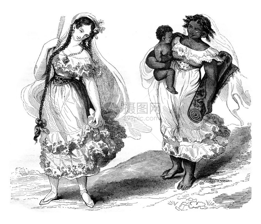 巴拿马妇女1845年MagasinPittoresque图片