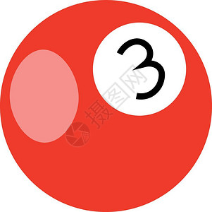 以矢量颜色绘画或插图为例展示一个橙色的台球上面写有数字3的矢量颜色图画或插背景图片