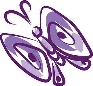 紫蝴蝶有翅膀张开矢量颜色绘画或插图图片