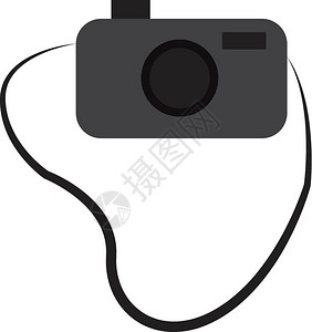 灰色相机附于星盘矢量颜色图画或插图片