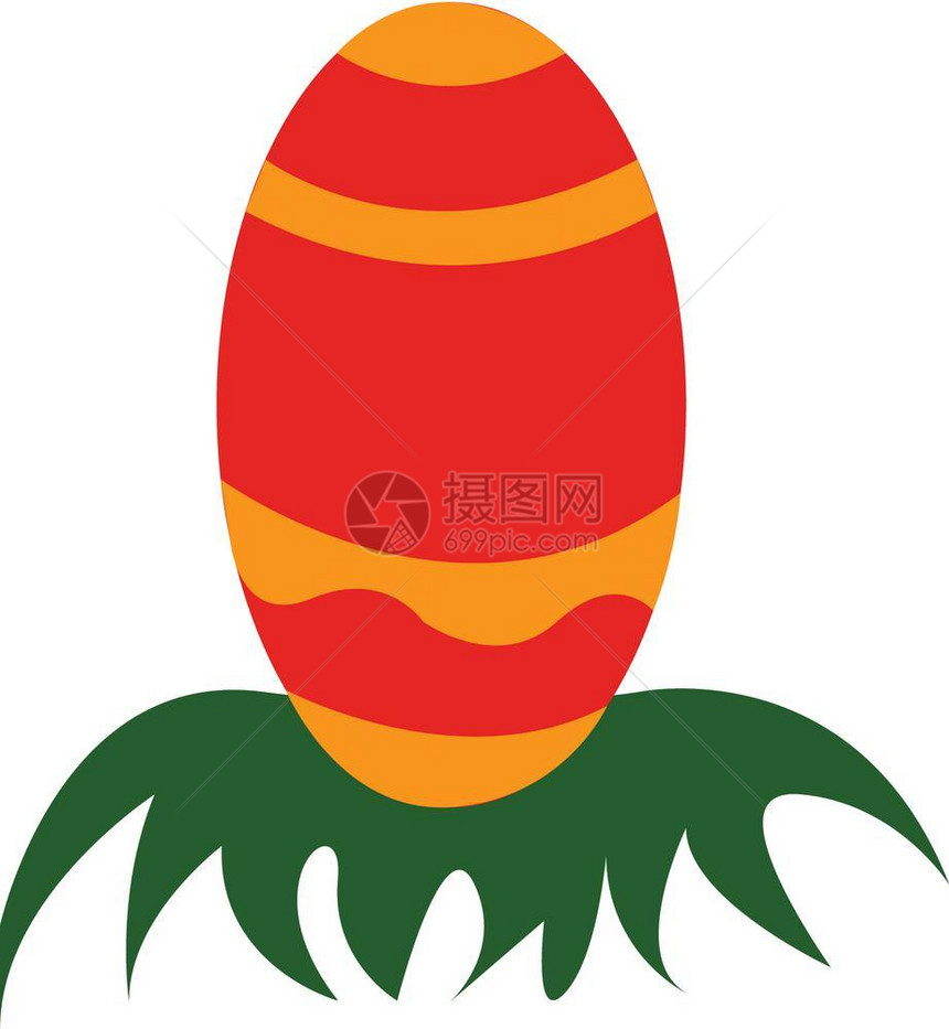 草矢量彩色绘图或插上的红色和黄彩大鸡蛋层图片