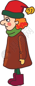 冬天的女士穿戴矢量彩色绘画或插图图片
