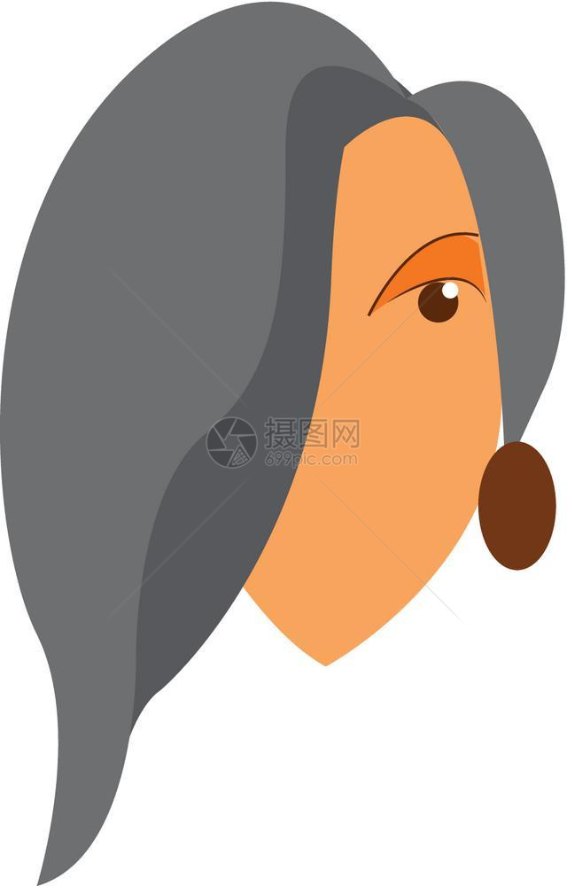 一位有灰色头发和小耳环的奥瓦尔女士图片