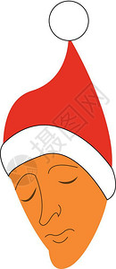 身穿圣诞帽子的悲伤男穿着圣诞树帽矢量彩色绘画或插图背景图片