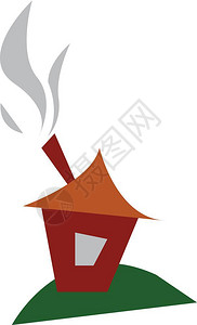 由烟囱矢量彩色绘画或插图产生的烟雾小房子背景图片