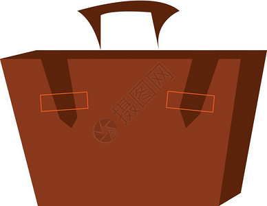棕色手提箱带有控柄矢量颜色图画或插图片