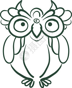 猫头鹰的草图附有圆眼睛矢量颜色图画或插图片