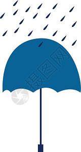 雨下矢量彩色绘画或插图时打开的雨伞插图图片