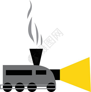 烟囱列车在矢量颜色图画或插上挂有车灯图片