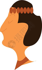 黑色头发和棕盔短的妇女矢量彩色绘画或插图图片