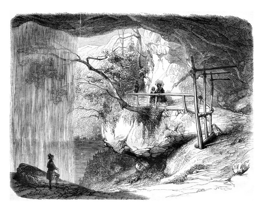 GiessbachGiessbach瀑布的景象1846年的MagasinPittoresque图片