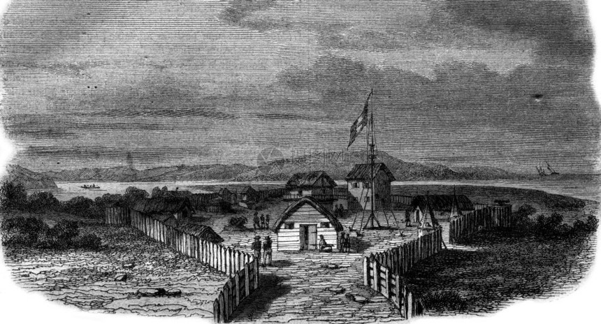 几内亚一侧的法语定居点1847年的MagasinPittoresque图片
