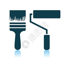 滚筒刷子建筑油漆Brushes图标阴影反射设计矢量说明插画
