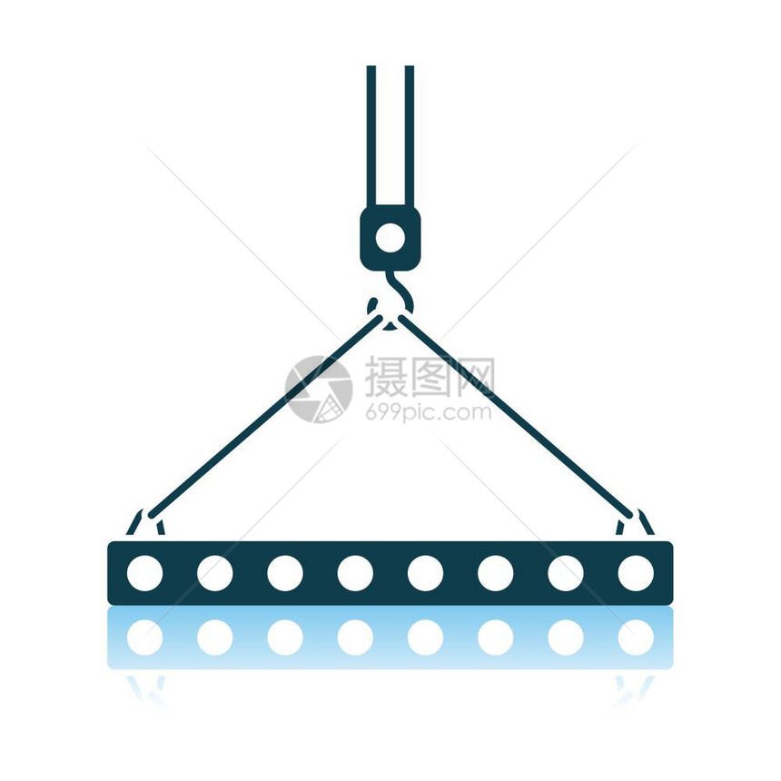 SlabHangedon起重机Hook由绳索吊挂起的图示阴影反射设计矢量说明图片