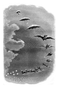 第二个梦在天空漫步古老的雕刻插图1847年的马加辛皮托罗克图片
