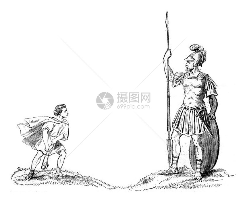 David和Goliath1852年的MagasinPittoresque图片