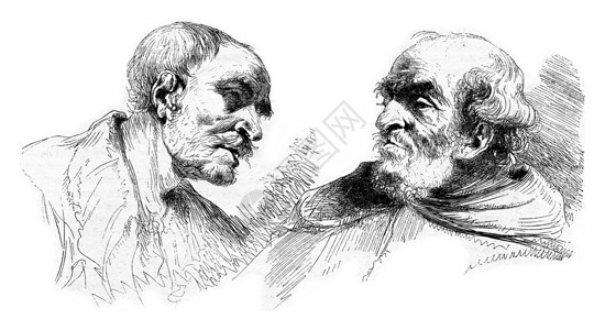 版画素材黑白Boissieu的文学作品1853年的MagasinPittoresque背景