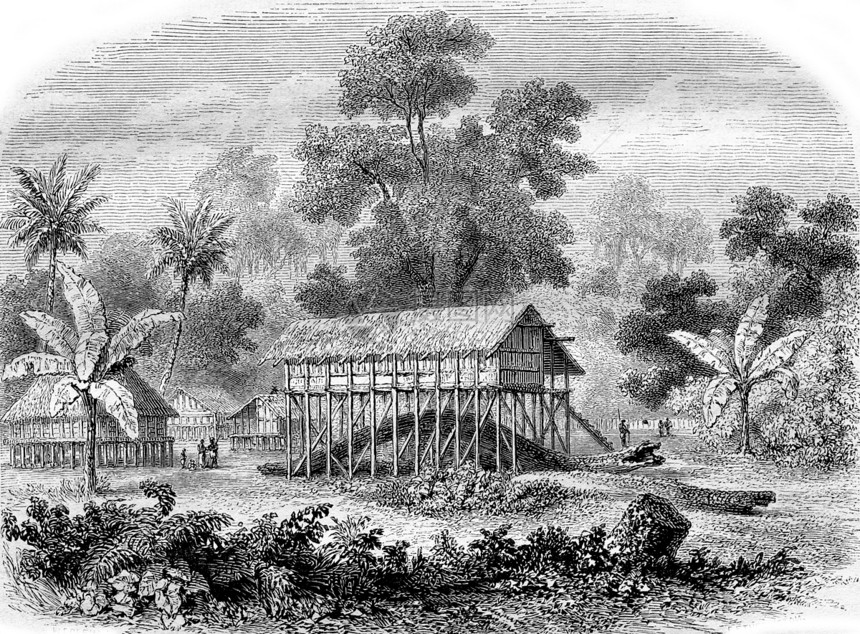 185年在新几内亚的Pabbian村有古老的雕刻图解MagasinPittoresque185年图片