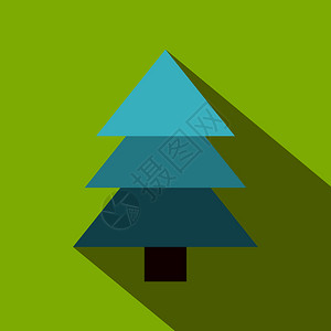松木堆带有长阴影的平面样式Spruce图标平面样式插画