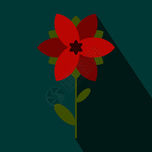 深绿色背景的红花图标图片