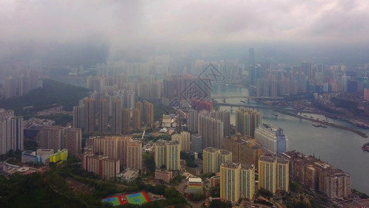 中华市香港唐维多利亚的空中景象亚洲智能城市的金融区和商业中心图片