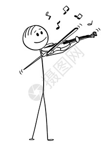 卡通棒图绘制音乐家小提琴在上演奏音乐的概念插图笔来自器图片