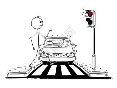一个人在十字路口交叉走的概念图图片