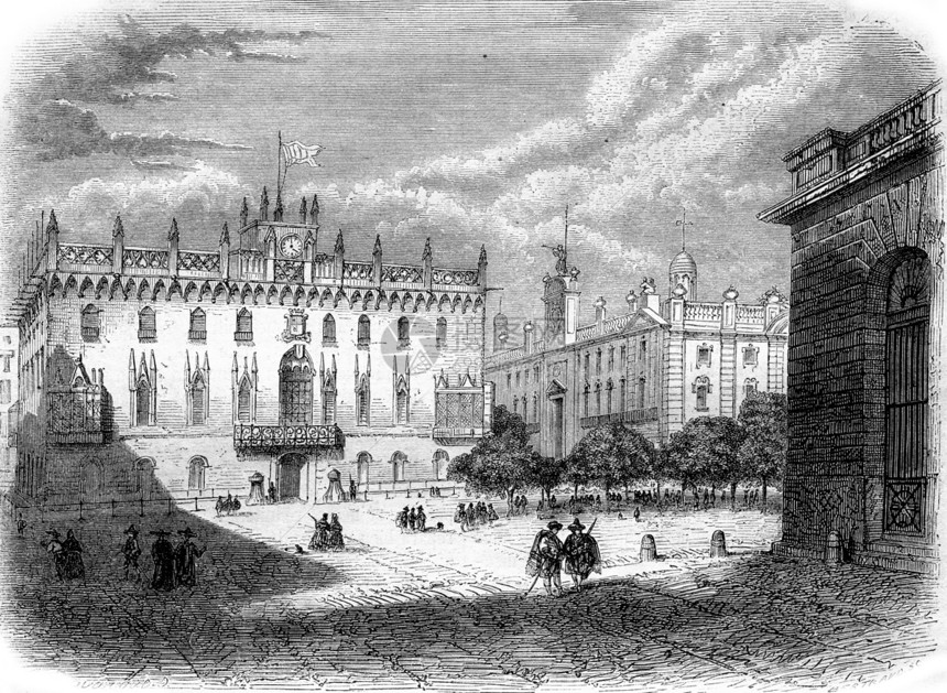 巴塞罗那皇家宫和海关1857年马加辛皮托罗克图片