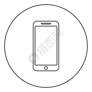 圆形黑颜色矢量显示平板风格简单图像的智能手机标图片