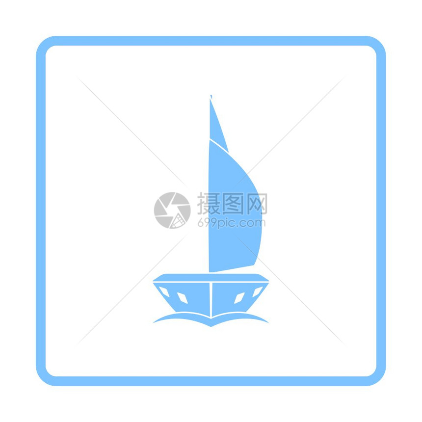 游艇图标前视蓝框架设计矢量说明图片