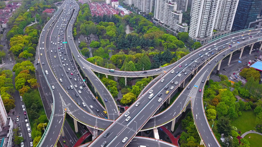 上海高速公路的空中观察图片