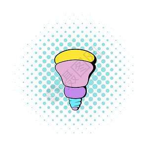 LED灯泡图标以白色背景的漫画风格显示LED灯泡图标漫画风格图片