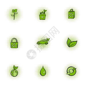 环境图标集Popart插图9个环境矢量图标的网络插环境标集Pop风格图片