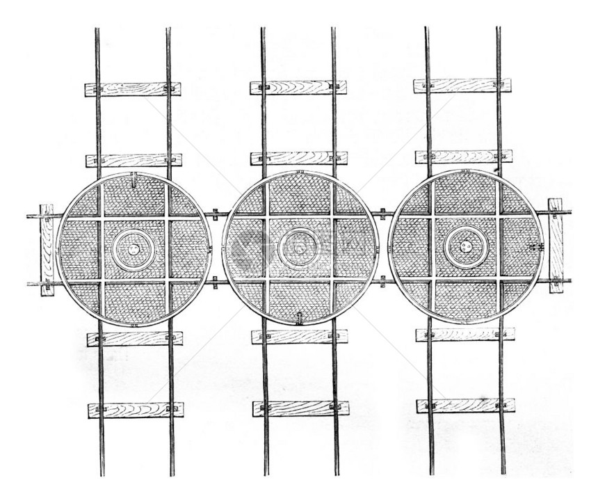 枢纽三条平行的轨迹和一个垂直的古老刻画图例186年的MagasinPittoresque图片
