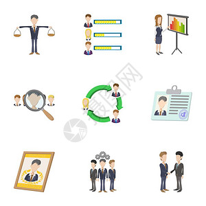 商业图标集卡通插图用于网络的9个商业矢量图标商业集卡通风格图片