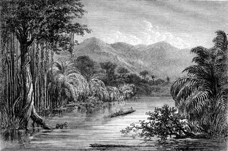 马拉帕斯加危地马拉韦帕斯省Polochie河中美洲1867年马加辛皮托雷斯克背景