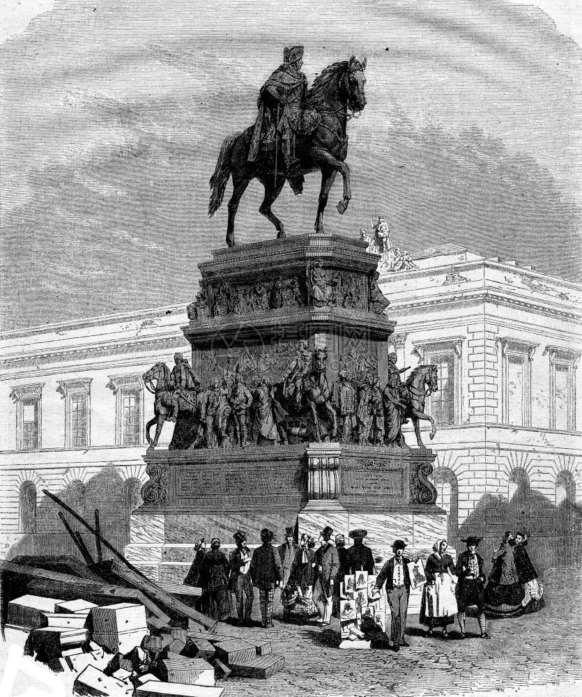柏林的弗雷德里克大帝纪念碑Rauch著1867年的MagasinPittoresque图片