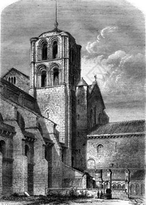 马德琳教堂的侧面Vezelay1869年MagasinPittoresque图片