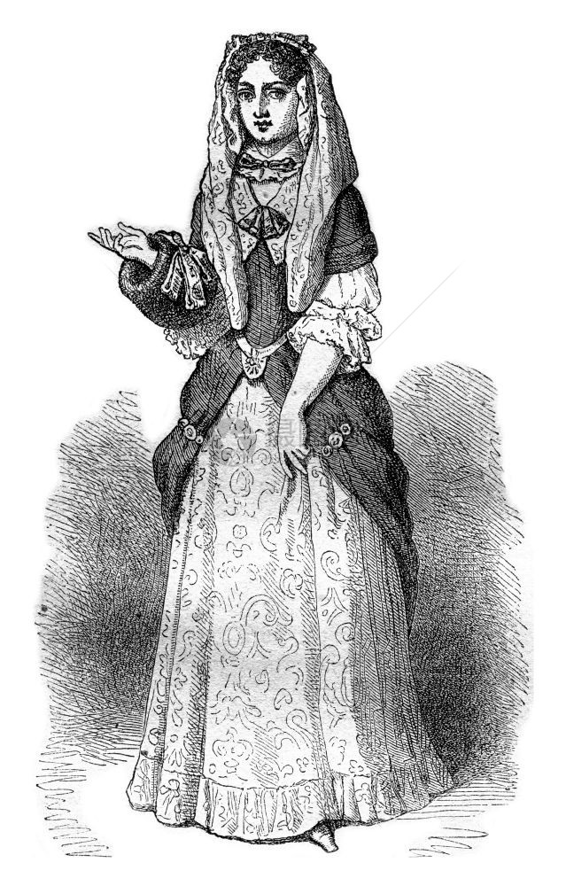 dAulnoy夫人Tales的作者17世纪的雕刻1870年MagasinPittoresque图片