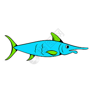 在卡通风格中的图标显示新鲜鱼的图标孤立矢量插图新鲜鱼标卡通图片