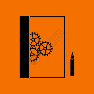 产品开发图标橙色背景的黑矢量说明背景图片