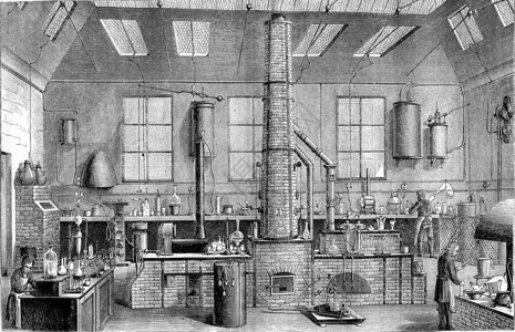 巴黎师范学校化实验室1870年马加辛皮托雷斯克背景图片