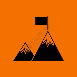 图标山任务图标橙色背景上的黑矢量说明背景