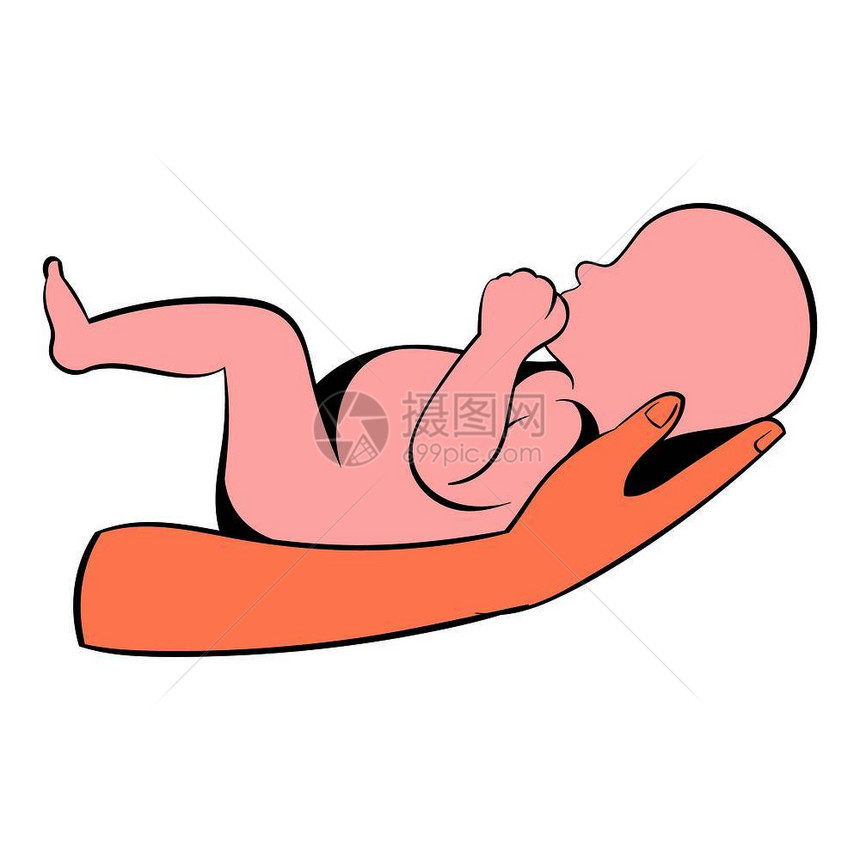 母亲手中的小婴儿用卡通风格的孤立矢量插图显示小婴儿在母亲手中的图标卡通图片
