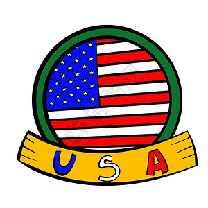 美国自由日插图7月4日独立第号漫画风格的徽章图标孤立矢量插图徽章标插画