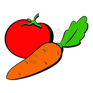卡通番茄胡萝卜矢量插图图片