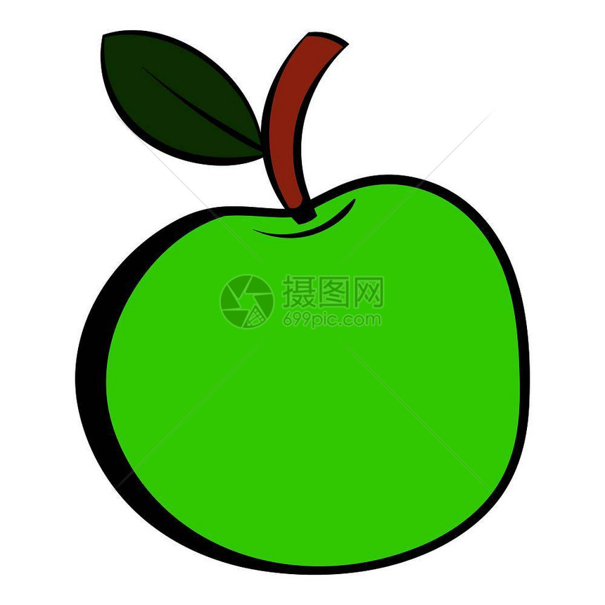 卡通绿色苹果矢量插图图片