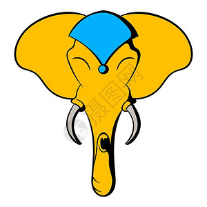 卡通风格大象图标的头部孤立矢量插图大象标头部卡通图片