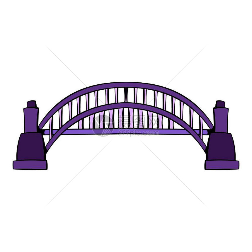 悉尼港桥图标以卡通风格显示以孤立的矢量图示图片